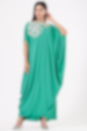 Sea Green Embroidered Draped Vacation Dress by July at Pernia's Pop Up Shop