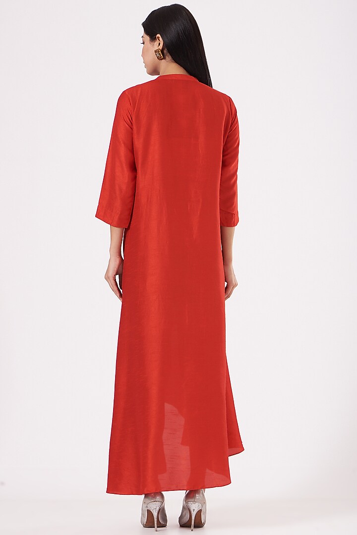 Red Hand Embroidered Kurta by July at Pernia's Pop Up Shop