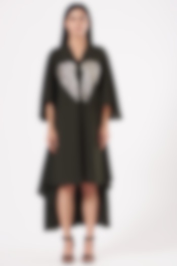 Olive Green Hand Embroidered Tunic by July at Pernia's Pop Up Shop