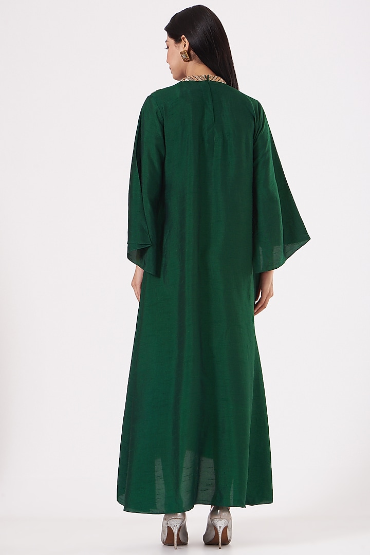Emerald Green Zardosi Embroidered A-line Kurta by July at Pernia's Pop Up Shop