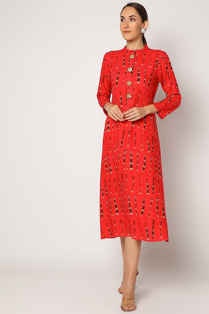 Red Printed A-Line Tunic by July