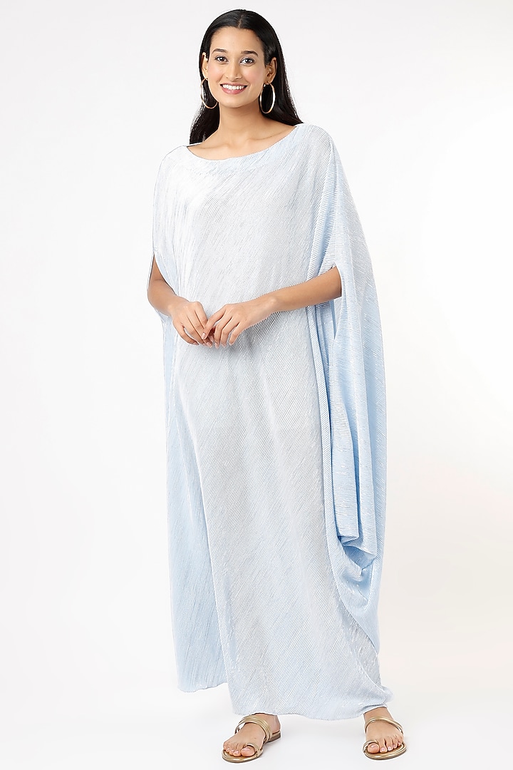 Sky Blue Asymmetrical Off-Shoulder Dress by July at Pernia's Pop Up Shop