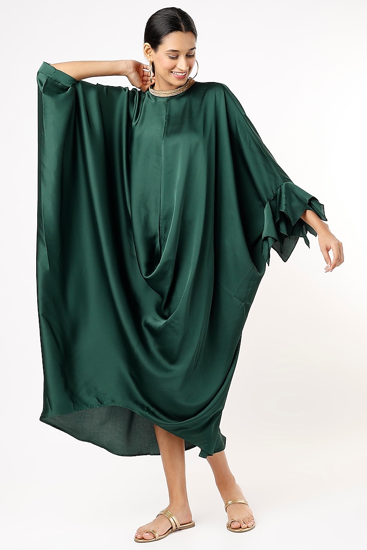 Emerald Green Oversized Cowl Cocoon Dress by July