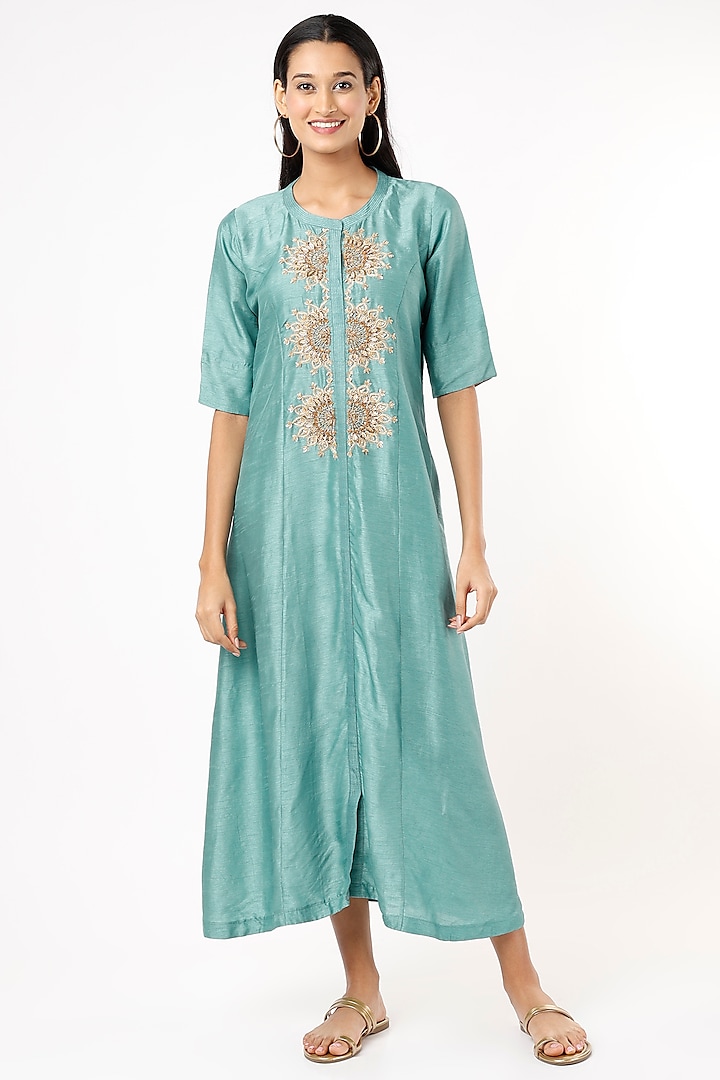 Sea Green Embroidered Kurta by July at Pernia's Pop Up Shop