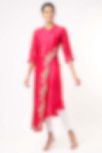 Hot Pink Embroidered Kurta by July