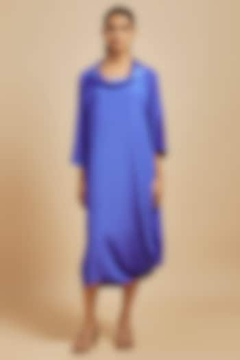 Blue Zara Satin Draped Dress by July at Pernia's Pop Up Shop