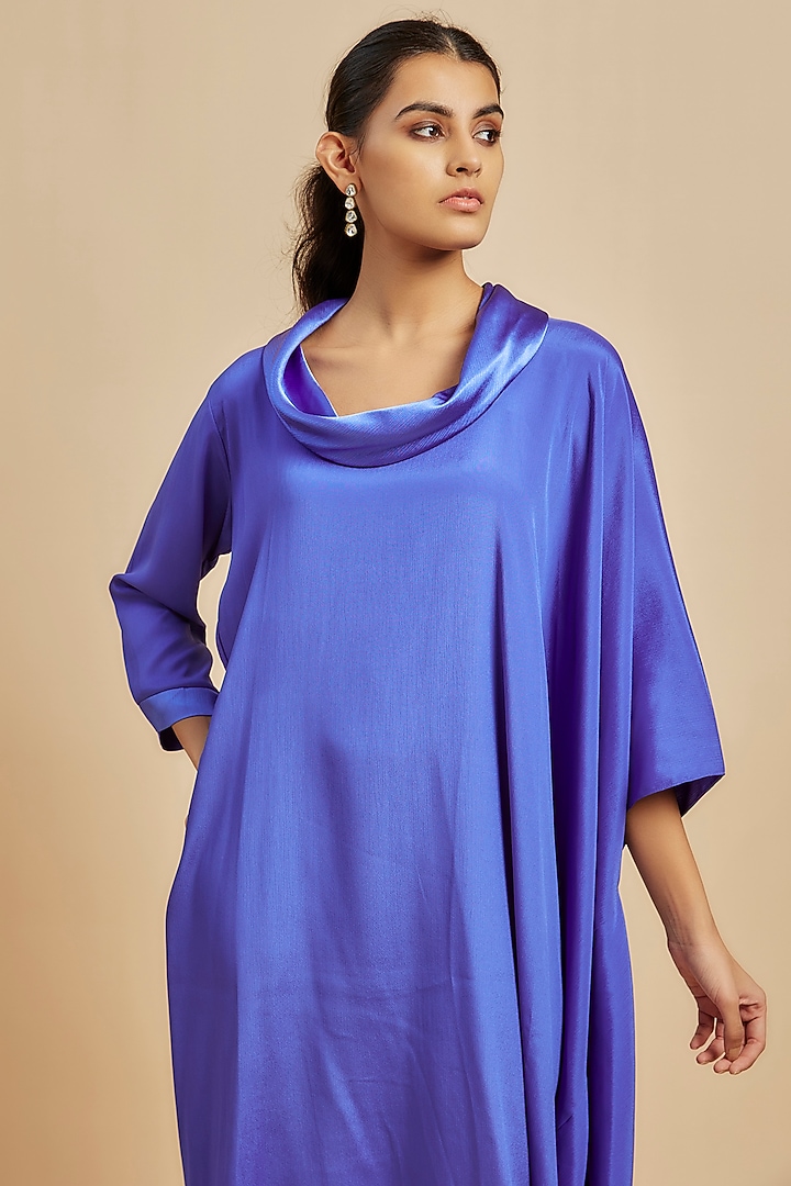 Blue Zara Satin Draped Dress by July at Pernia's Pop Up Shop 2026
