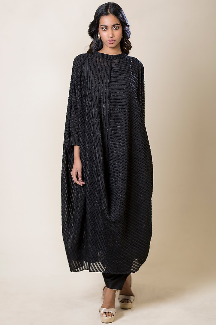 Black Embroidered Cowl Dress With Slip by July at Pernia's Pop Up Shop