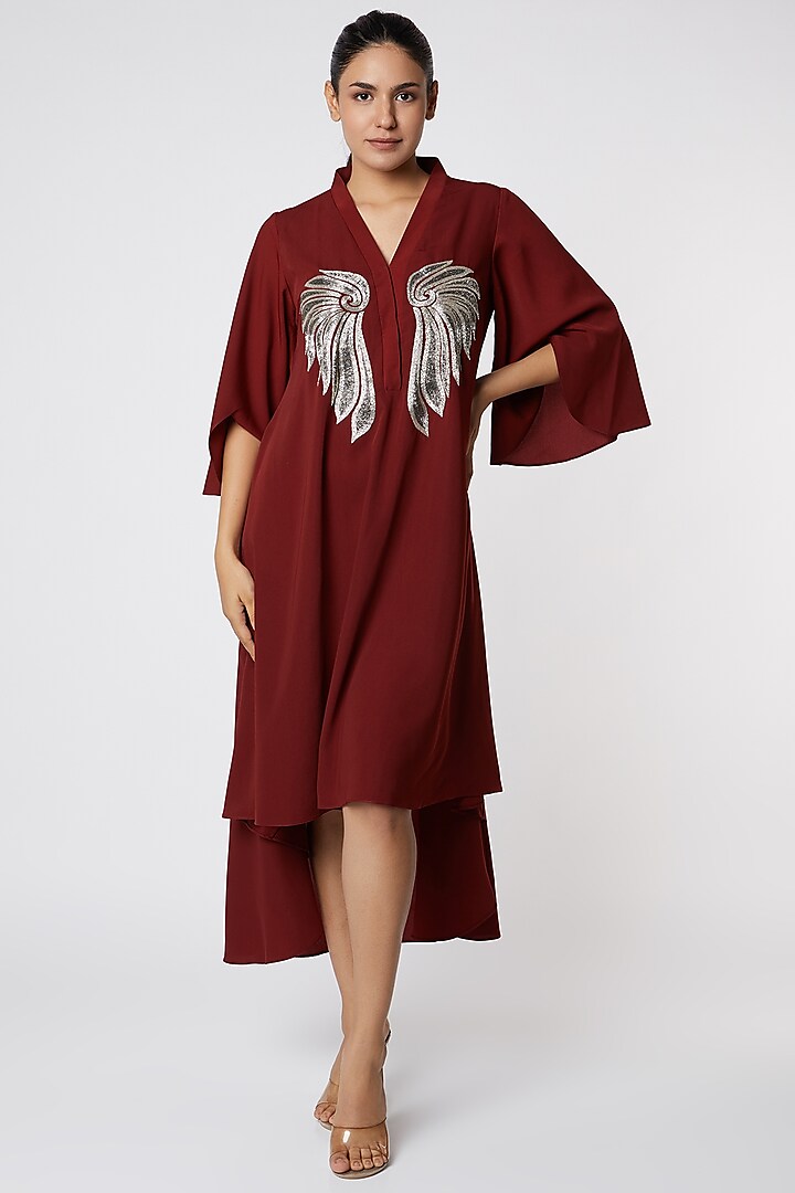 Maroon Hand Embroidered Tunic by July