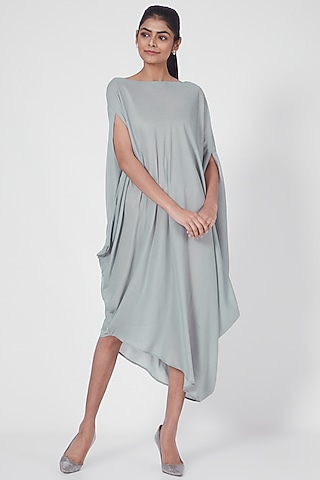Grey Muslin Off Shoulder Cape Tunic by July