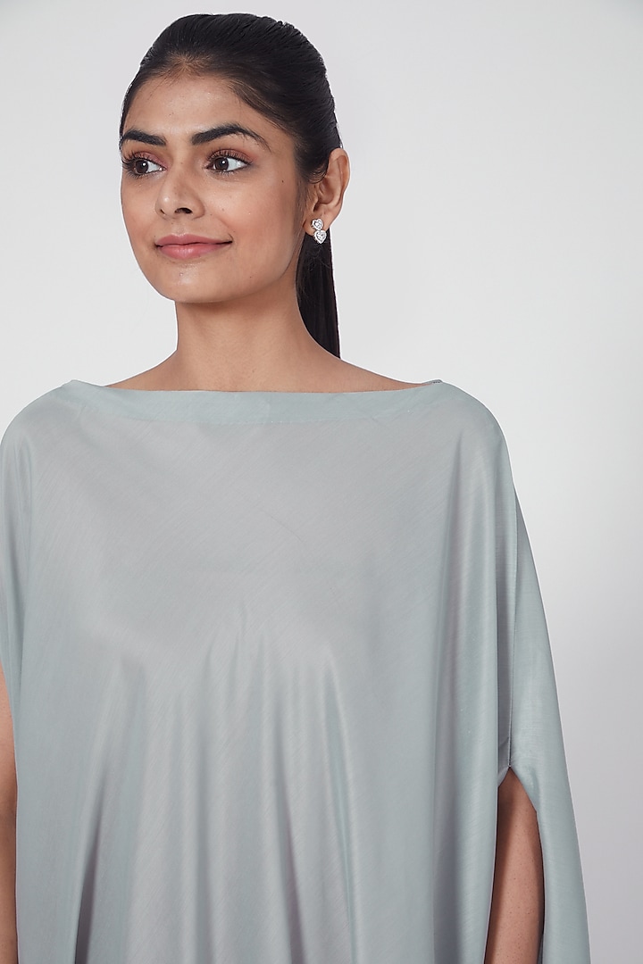 Grey Muslin Off Shoulder Cape Tunic by July at Pernia's Pop Up Shop