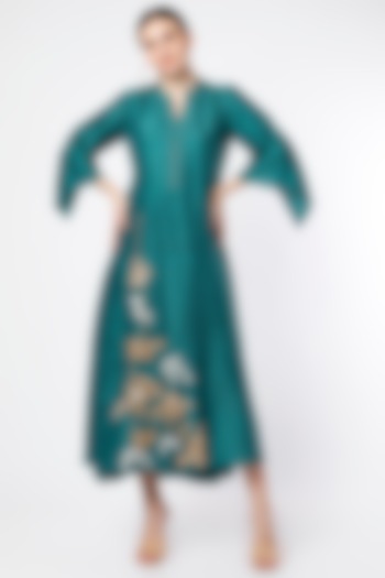 Deep Turquoise Hand Embroidered Kurta by July