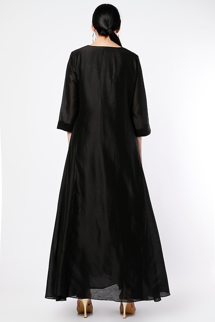 Black Chanderi Wedding Anarkali Set by July at Pernia's Pop Up Shop
