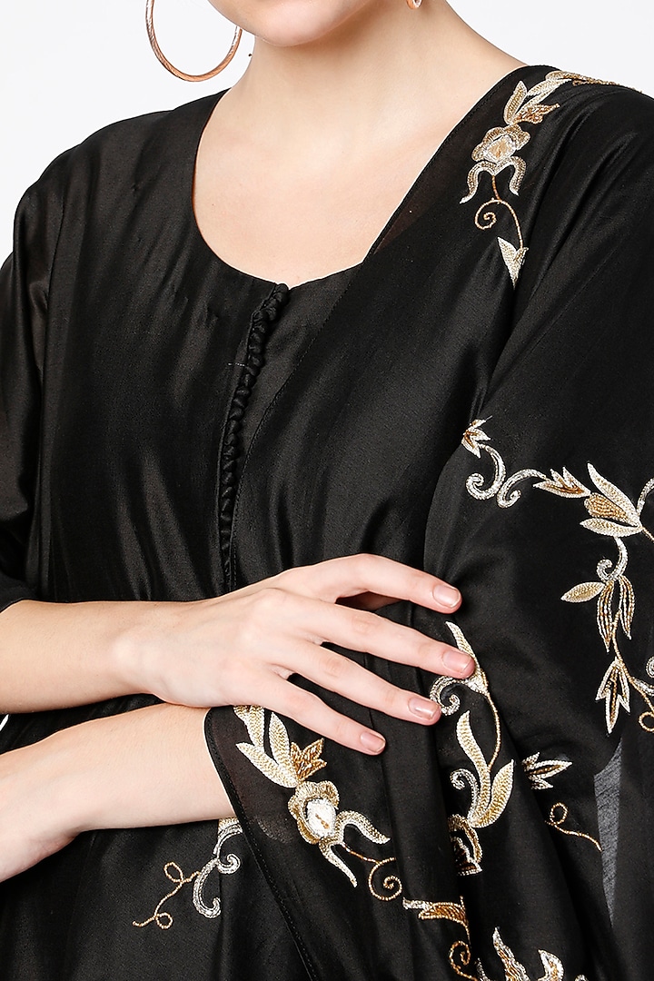 Black Chanderi Wedding Anarkali Set by July at Pernia's Pop Up Shop
