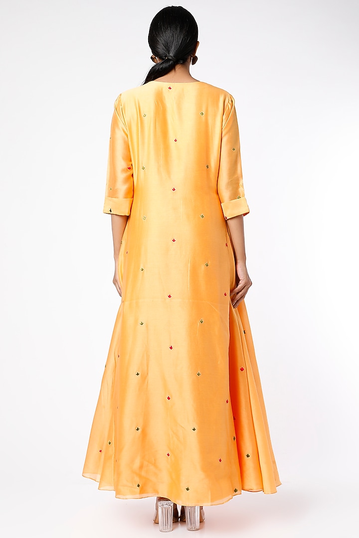 Yellow Hand Embroidered Wedding Anarkali Set by July at Pernia's Pop Up Shop