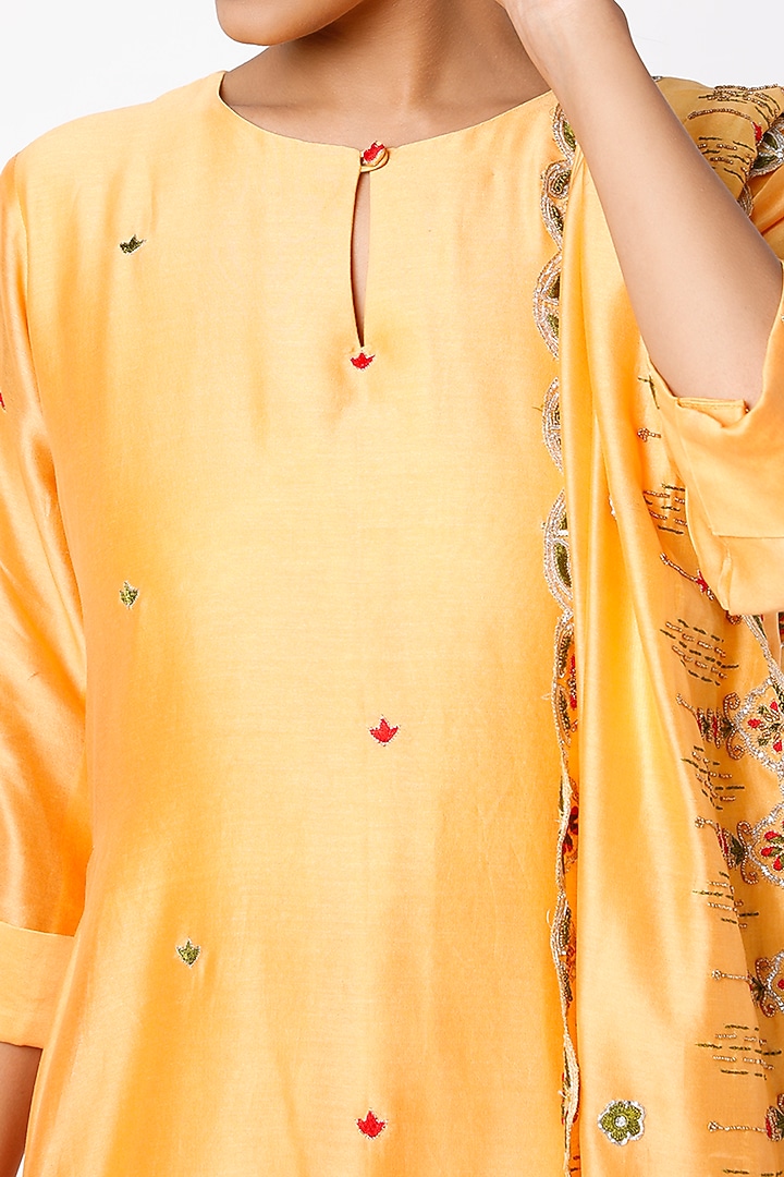 Yellow Hand Embroidered Wedding Anarkali Set by July at Pernia's Pop Up Shop