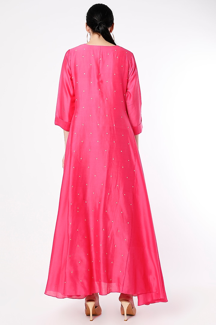 Rani Pink Chanderi Wedding Anarkali Set by July at Pernia's Pop Up Shop