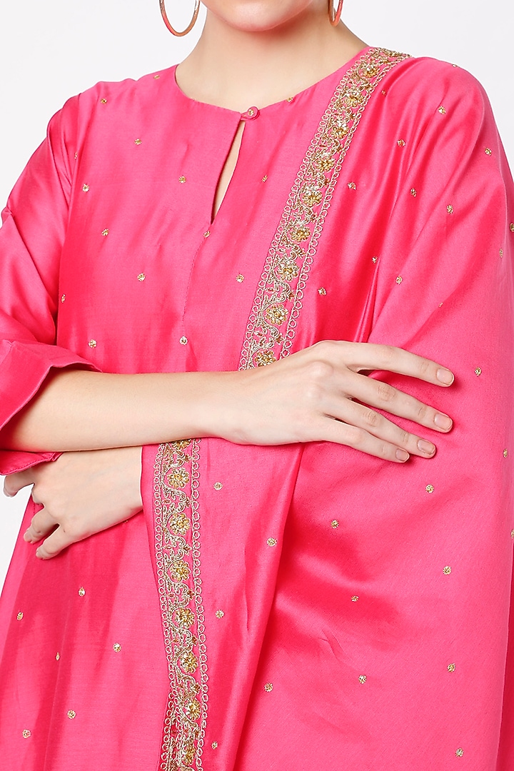 Rani Pink Chanderi Wedding Anarkali Set by July at Pernia's Pop Up Shop
