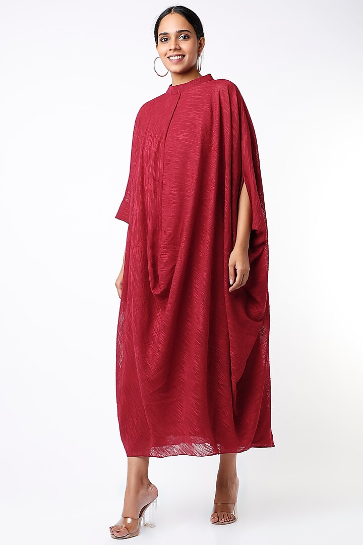 Red Oversized Cowl Dress by July