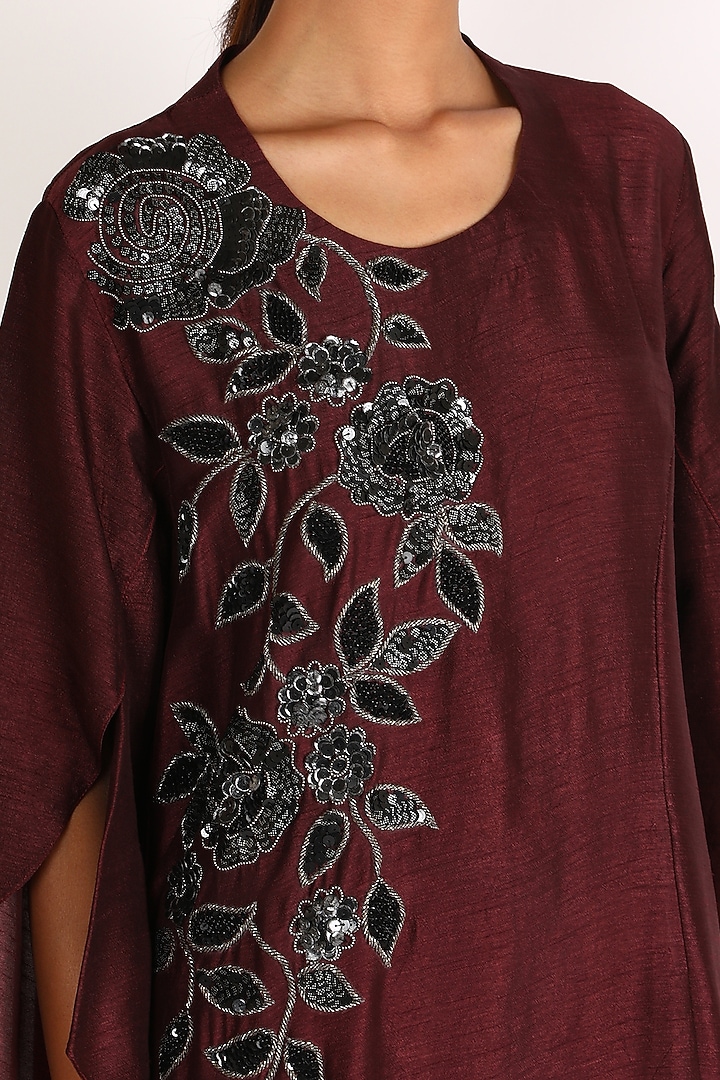 Maroon Embroidered Tunic For Girls by July - Kids at Pernia's Pop Up Shop