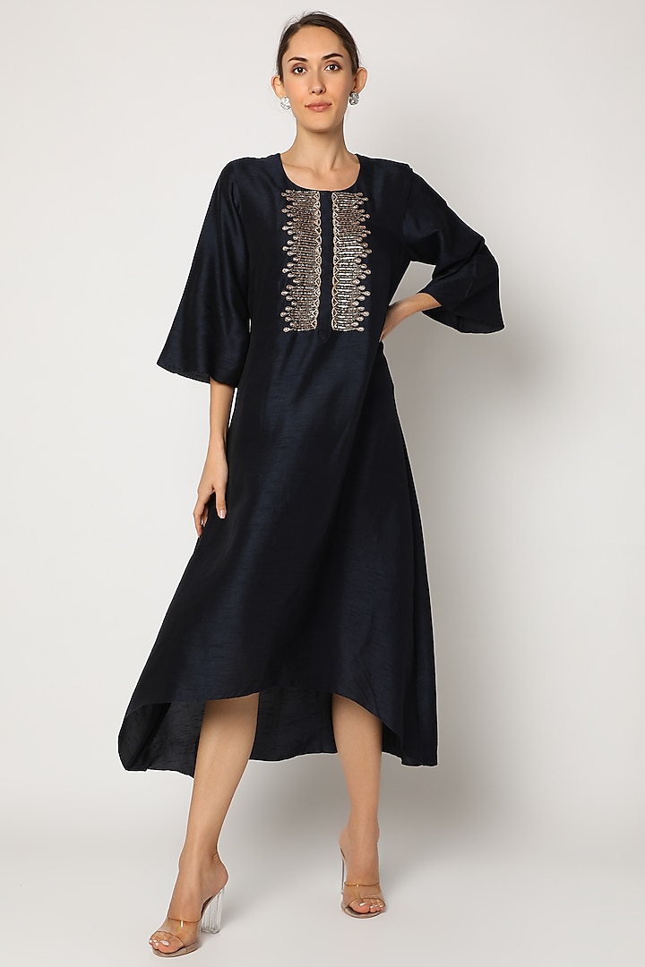 Blue Embroidered Tunic For Girls by July - Kids