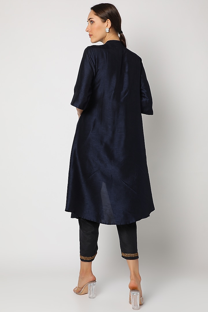 Blue Embroidered Asymmetrical Kurta For Girls by July - Kids at Pernia's Pop Up Shop