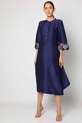 Blue Embroidered Kurta For Girls by July - Kids
