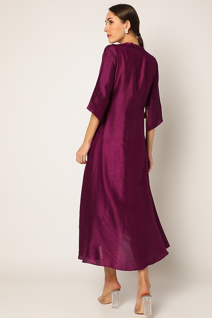 Wine Embroidered Shirt Tunic For Girls by July - Kids at Pernia's Pop Up Shop