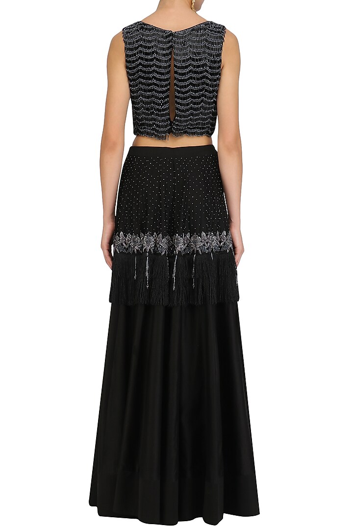 Black pearl embroidered blouse and lehenga skirt set available only at Pernia's Pop Up Shop.