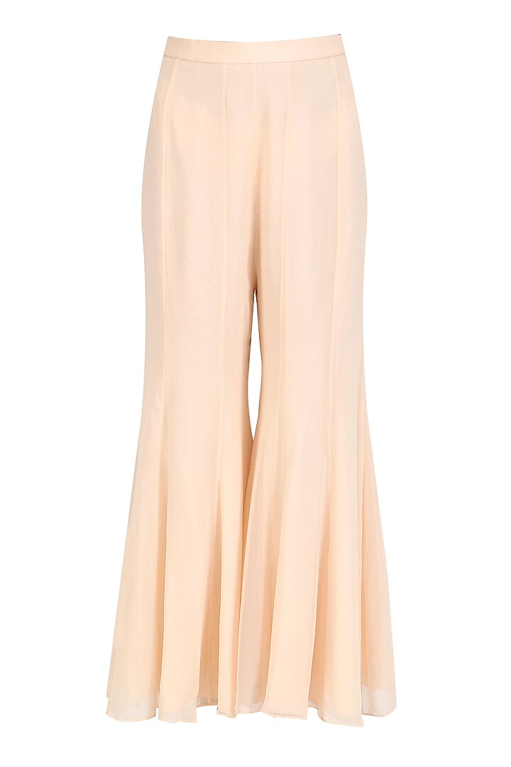 Peach floral embroidered kurta and sharara pants set available only at Pernia's Pop Up Shop.