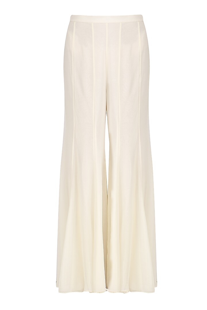 Ivory floral embroidered kurta and sharara pants set available only at Pernia's Pop Up Shop.