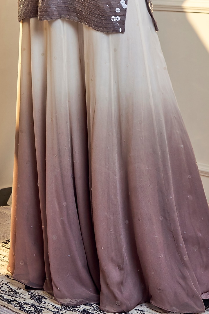 Off White & Grey Ombre Wedding Sharara Set by Jade by Ashima at Pernia's Pop Up Shop