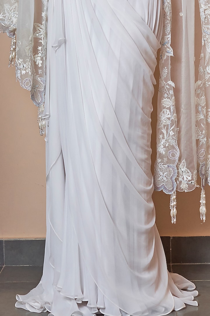 Ivory Machine Embroidered Skirt Set by Jade by Ashima at Pernia's Pop Up Shop