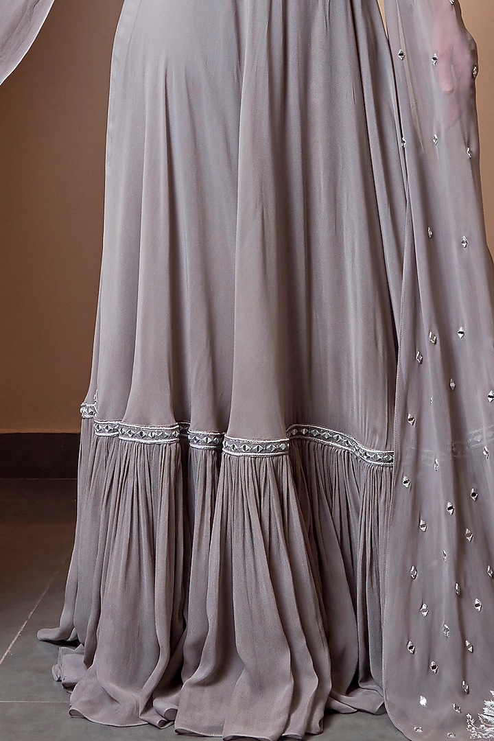 Grey Hand Embroidered Wedding Lehenga Set by Jade by Ashima at Pernia's Pop Up Shop