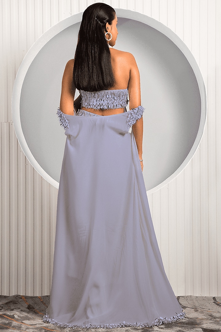 Light Lavender Crepe Embroidered Jacket Set by Jade by Ashima at Pernia's Pop Up Shop