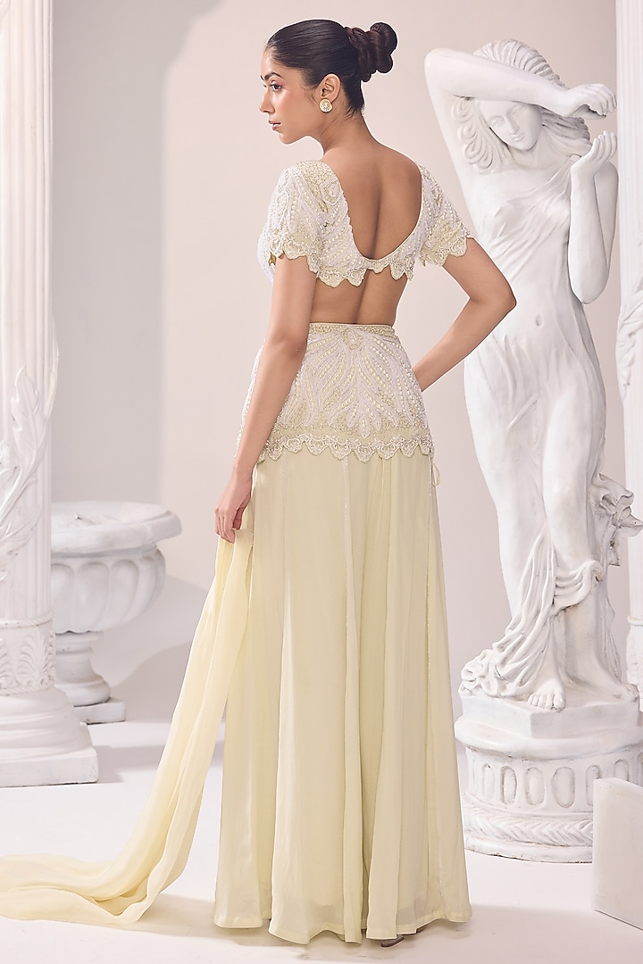 Green Chinon Kalidar Wedding Sharara Set by Jade By Ashima at Pernia's Pop Up Shop
