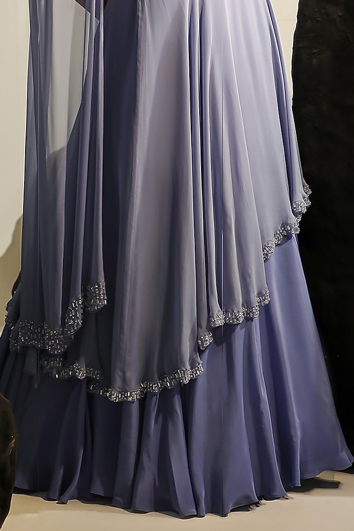 Purple Georgette & Crepe Embroidered Skirt Set by Jade by Ashima at Pernia's Pop Up Shop