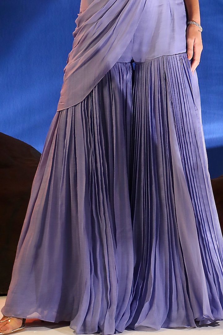 Iris Purple Organza Pleated Gharara Set by Jade by Ashima at Pernia's Pop Up Shop