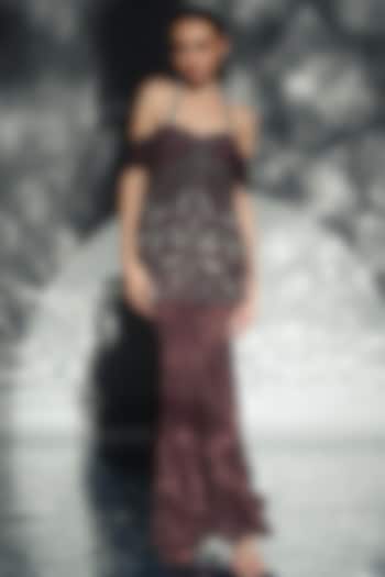 Espresso Brown Crepe & Organza Wedding Sharara Set by Jade by Ashima at Pernia's Pop Up Shop