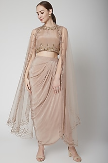 Mauve Embroidered Skirt Set by Jade by Ashima-SHOP BY STYLE