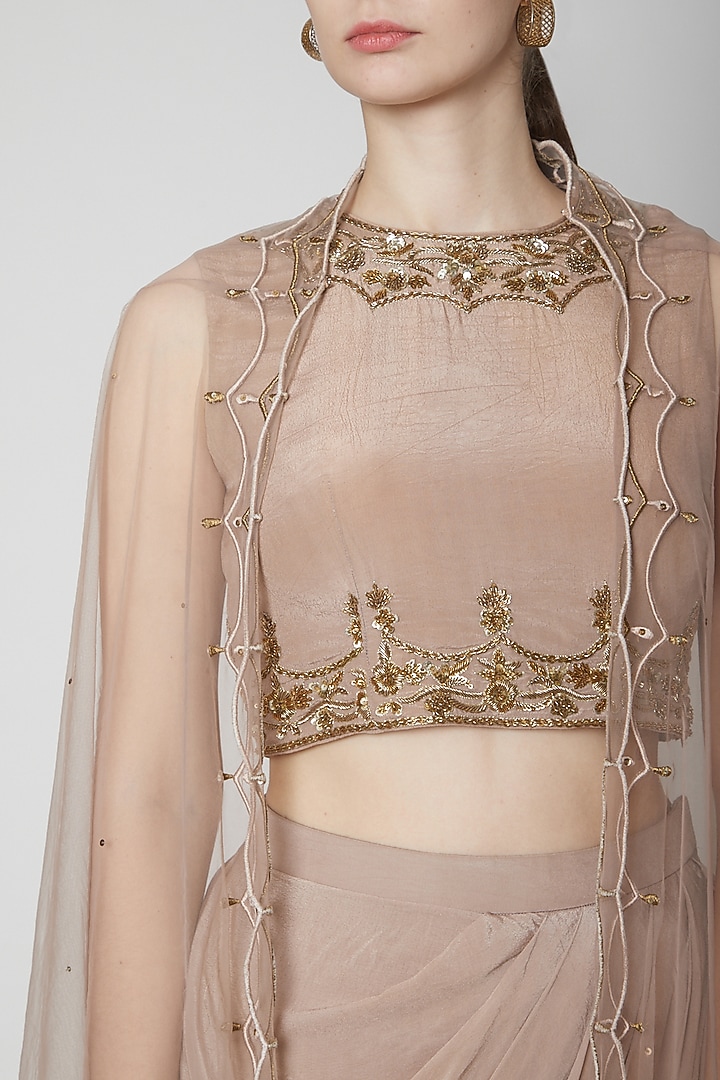 Mauve Embroidered Skirt Set by Jade by Ashima at Pernia's Pop Up Shop