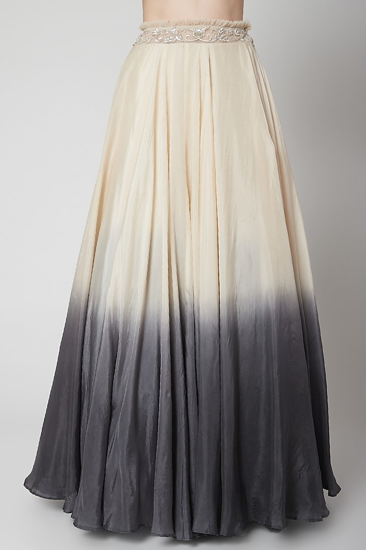 Ivory Embellished Blouse With Ombre Wedding Lehenga by Jade by Ashima at Pernia's Pop Up Shop