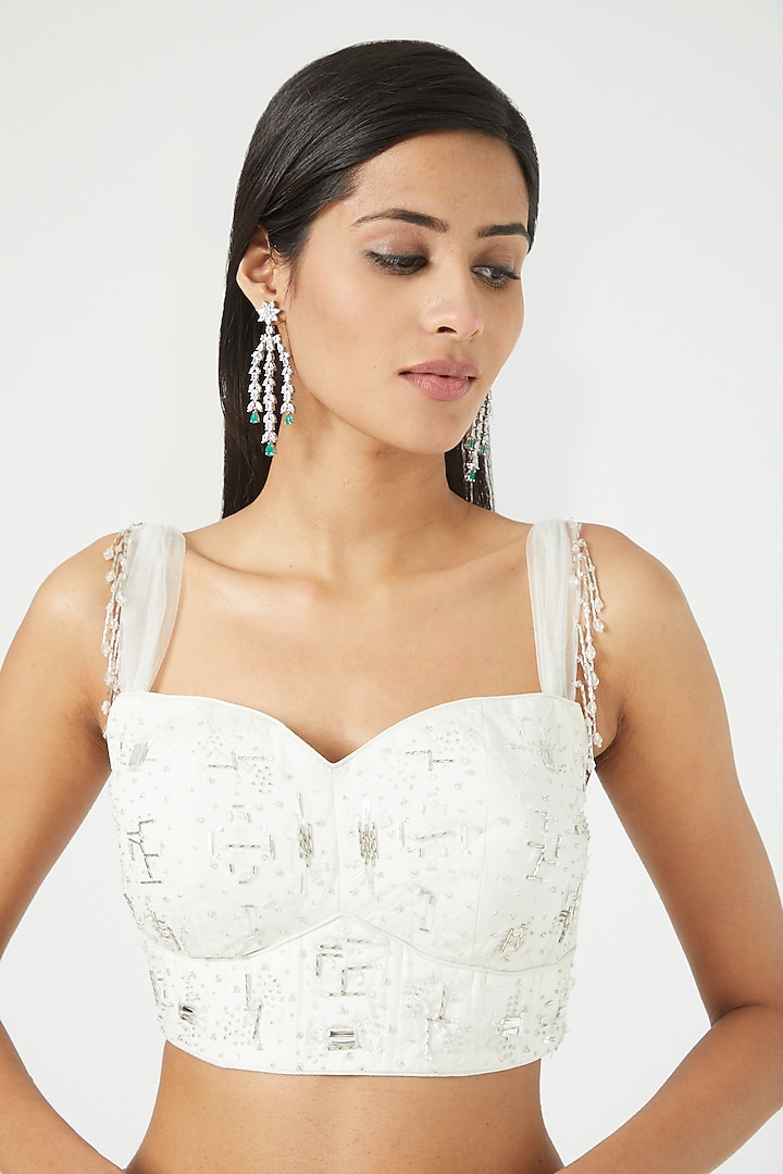 White Georgette & Dupion Skirt Set by Jade by Ashima at Pernia's Pop Up Shop