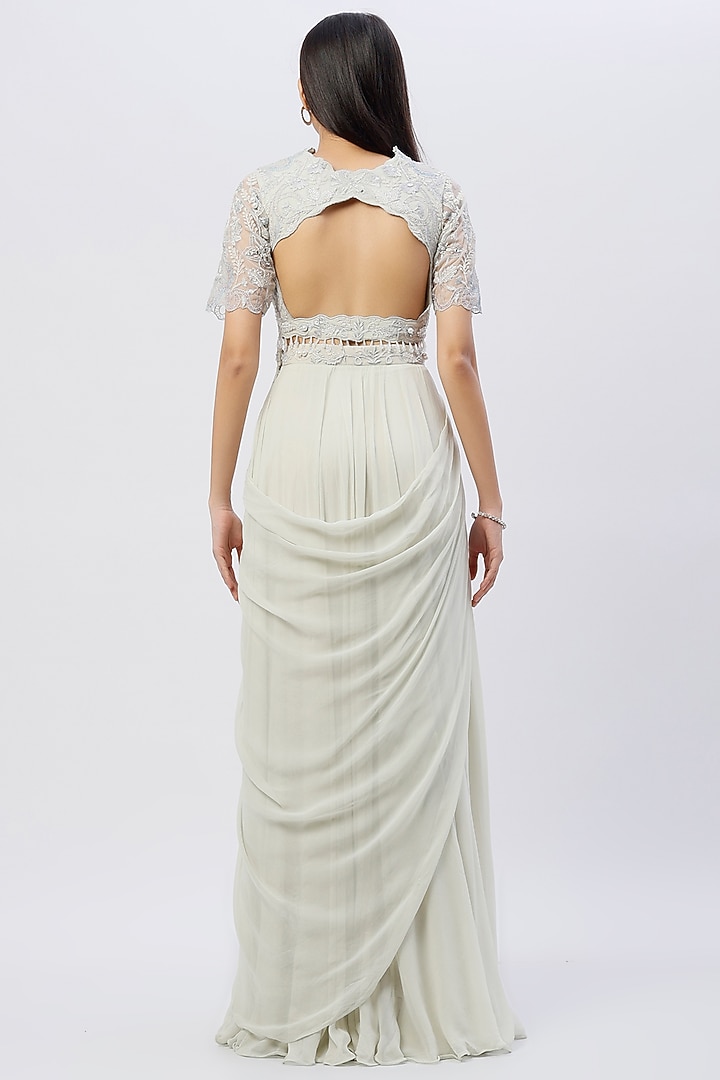 Silver Embroidered Wedding Lehenga Set by Jade by Ashima at Pernia's Pop Up Shop