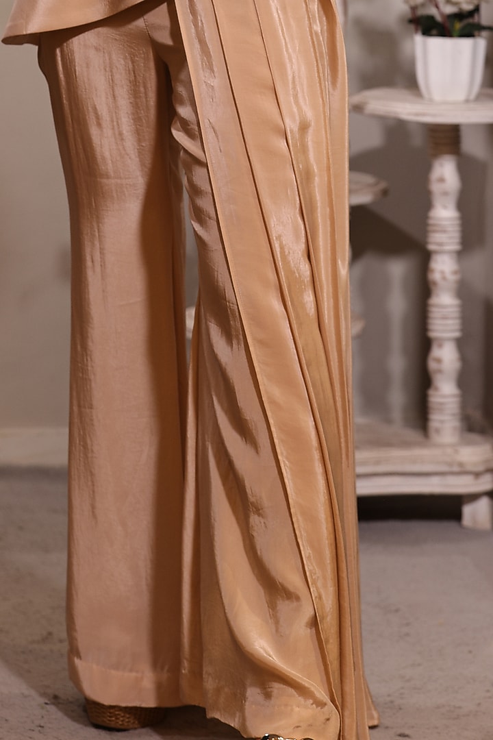 Peach Crepe & Net Pant Set by Jade by Ashima at Pernia's Pop Up Shop