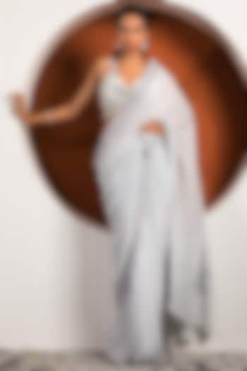 Pastel Blue Georgette Wedding Saree Set by Jade by Ashima at Pernia's Pop Up Shop