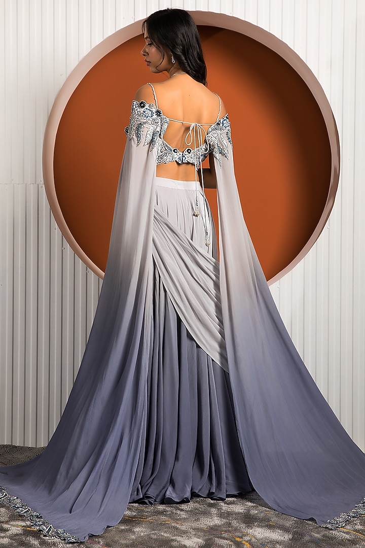 Indigo Ombre Crepe Skirt Set by Jade by Ashima at Pernia's Pop Up Shop