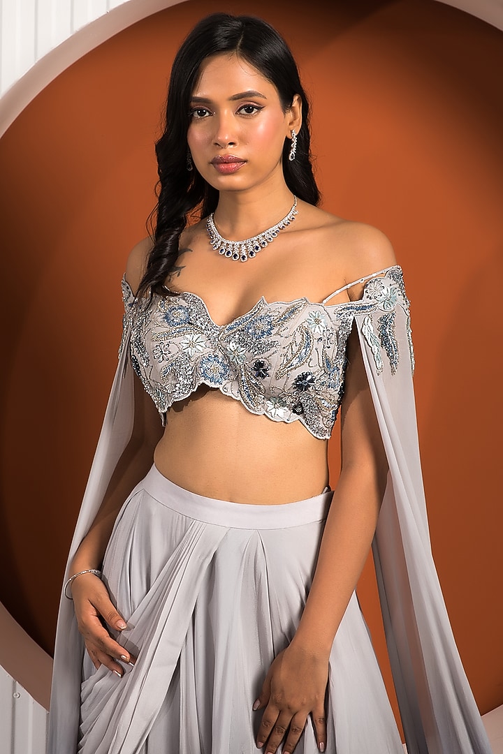 Indigo Ombre Crepe Skirt Set by Jade by Ashima at Pernia's Pop Up Shop