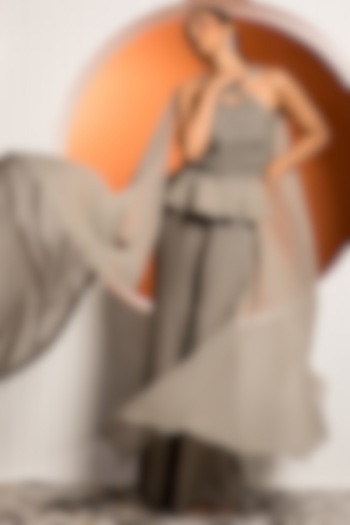 Sage Green Georgette Pant Set by Jade by Ashima at Pernia's Pop Up Shop