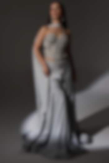 Misty Lilac Organza Wedding Sharara Set by Jade By Ashima at Pernia's Pop Up Shop